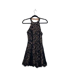 Do+Be NWT Black Allover Lace Halter Strappy Backless Mini Dress Small Women’s